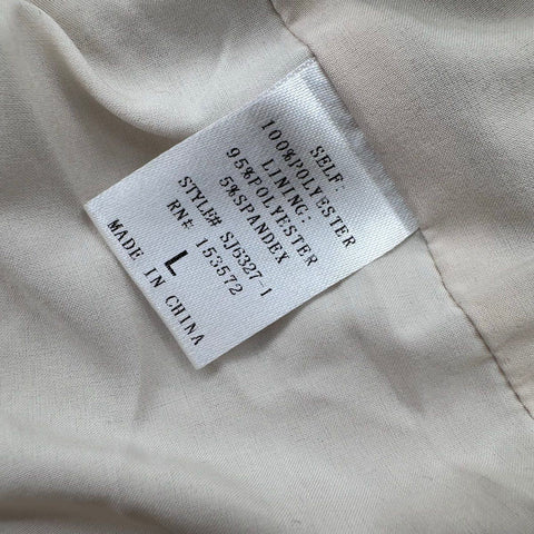 Bohme Women's Tweed Blazer Jacket Cream Brown Plaid Textured Size L