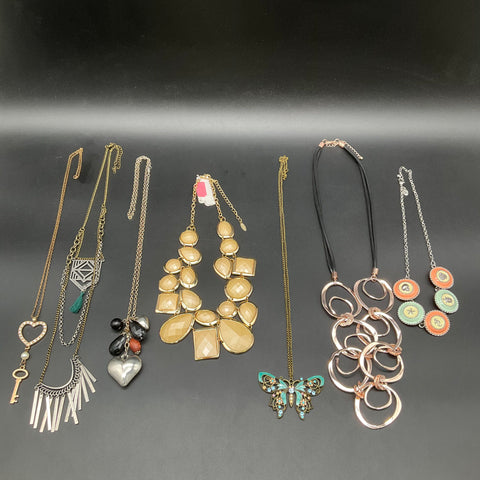 Fashion Statement Necklace Lot of 7 Natasha Boho Nautical Gold Silver Tone