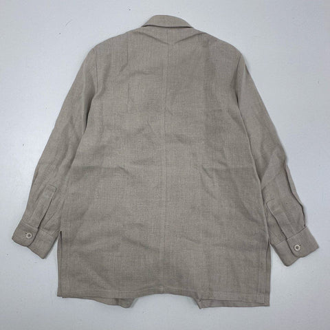 Bernard Zins Women's Vintage 90s Tan Linen Shirt Jacket Made in France Sz 8