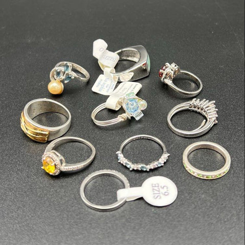 Via Sophia Sweet & Charming Silver Tone Fashion Ring Jewelry Lot of 11