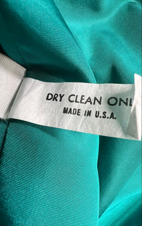 Vintage 80s Women's Teal Puffy Sleeve High-Low Party Dress ILGWU Sz 9