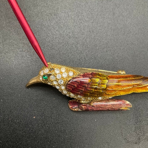 Vintage Costume Brooch Lot of 6 Rhinestone Enamel Bird Isle of Skye Flag