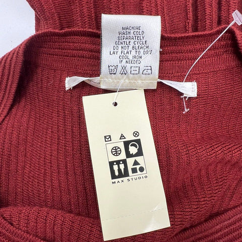 NWT Max Studio Pepper Red Ribbed Knit A-Line Sweater Dress Women's S