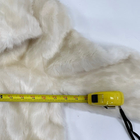 Illusion by Sherry Cassin Women's Cream Faux Fur Coat Belted Patterned Size S