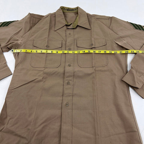 Vintage 1968 US Army Men's Khaki Wool Tropical Long Sleeve Shirt Sz 15 1/2