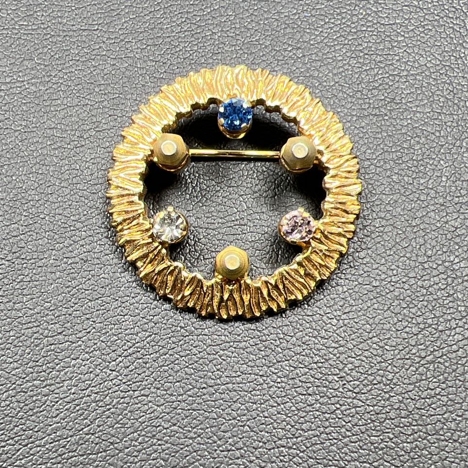 Anson Gold Plate Rhinestone Wreath Brooch
