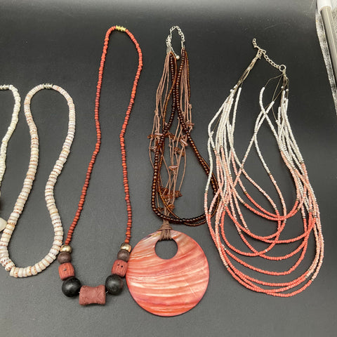 Mixed Boho Beaded Fashion Jewelry Lot 0.6 lbs 11pc Shell Wood Seed Bead