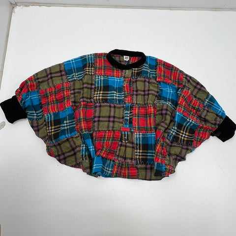 NWT Ivy Jane Comfort & Joy Plaid Patchwork Dolman Sleeve Top Womens XS