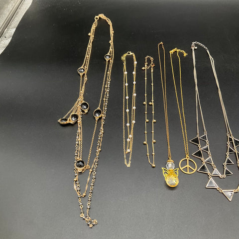 Geometric Statement Fashion Jewelry Necklace Lot of 11 Gold Silver Tone
