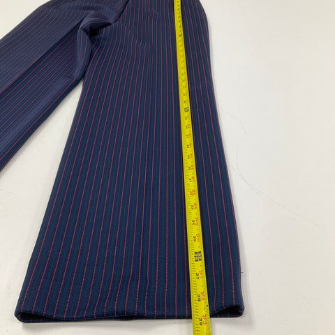Vintage 70s John's Girl Navy Red Pinstripe Polyester Pants Suit Set Women's