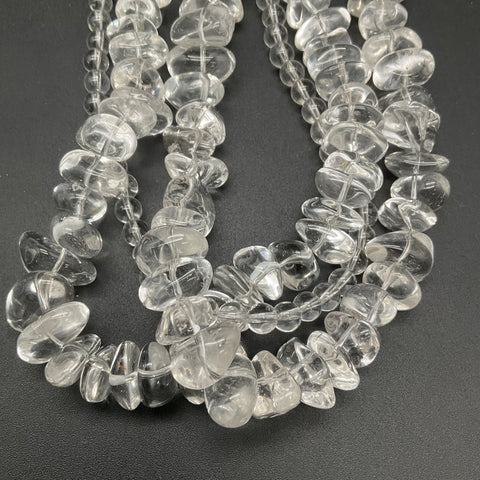Coin Silver Clear Quartz Multi-Strand Necklace Faceted Tumbled Beads 206g