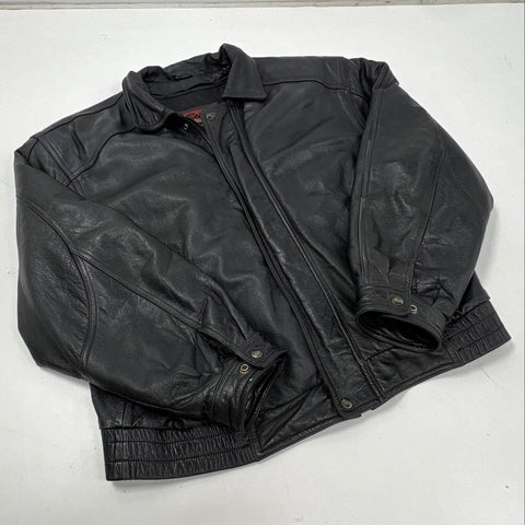 Reed Men's Black Leather Bomber Jacket Vintage Insulated Thinsulate Sz 46