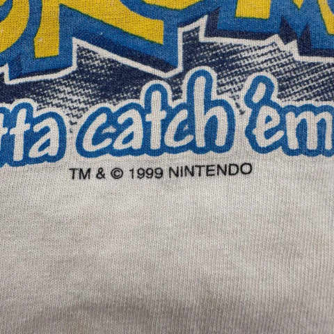 Vintage 1999 Pokemon Ash Pikachu Raglan Baseball T-Shirt Kids Sz S USA