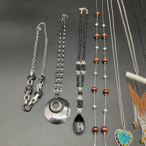 Fashion Costume Jewelry Lot of 10 Necklaces Statement Pendants Tassels Beads