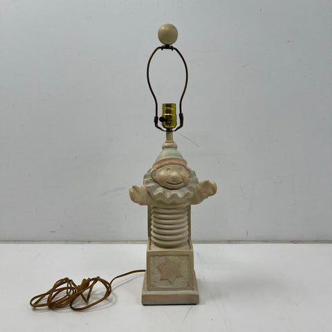 Vintage Clown Jack-in-the-box Table Lamp Cast Resin 24 Inch Tall Tested Works