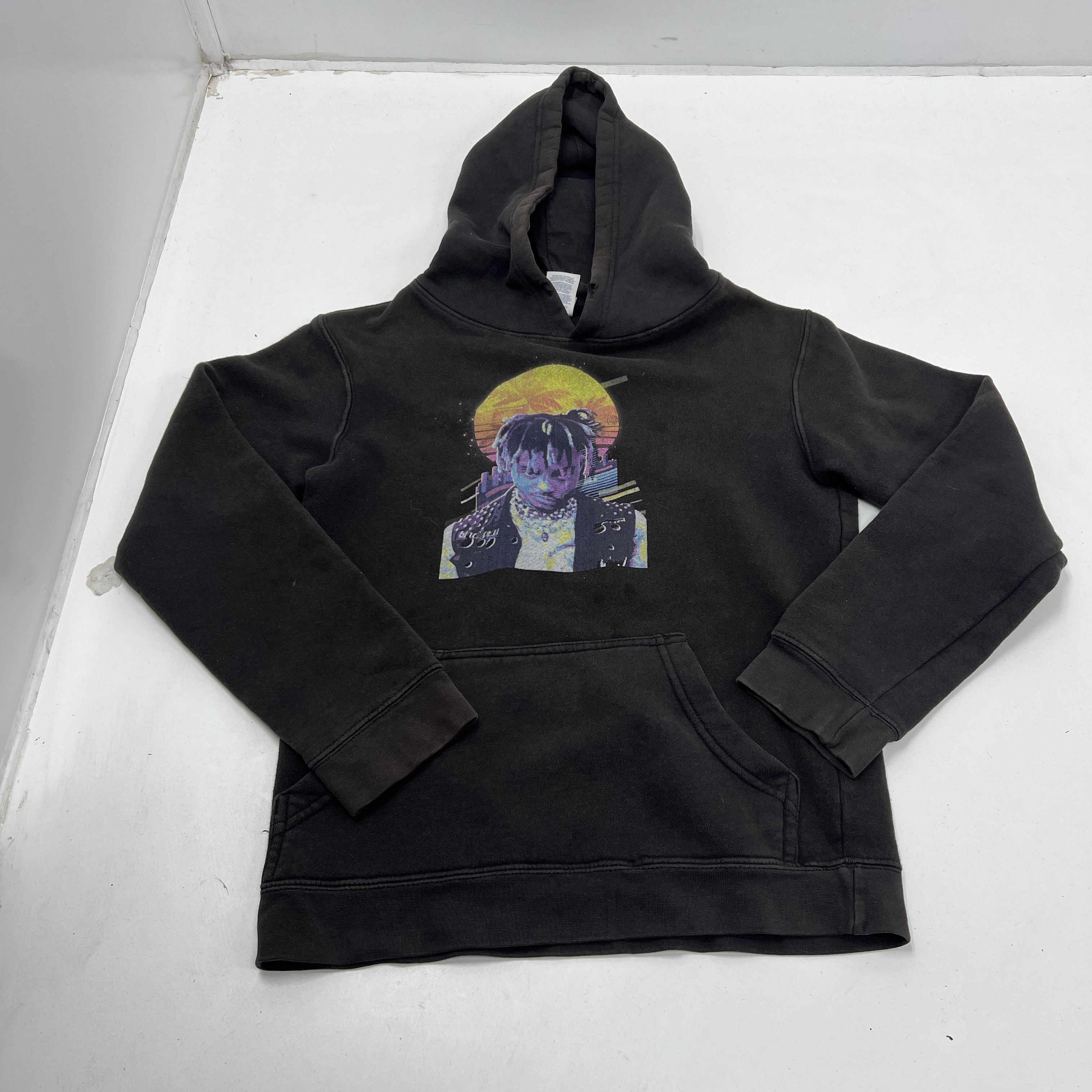 Rapper Juice WRLD Graphic Solid Black Hoodie Unisex Size S