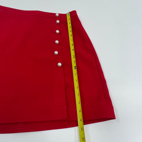 NWT Ann Taylor Factory Red Faux Pearl Accents Skirt Women's 10P $79
