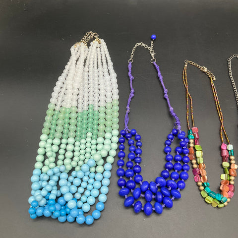 Beaded Statement Necklace Jewelry Lot of 6 Multi-Strand Ombre Shell Boho Style