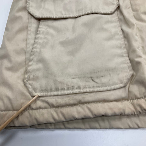 Woolrich Beige Tan Vintage 80s Plaid Lined Faux Fur Hood Parka Coat Womens M