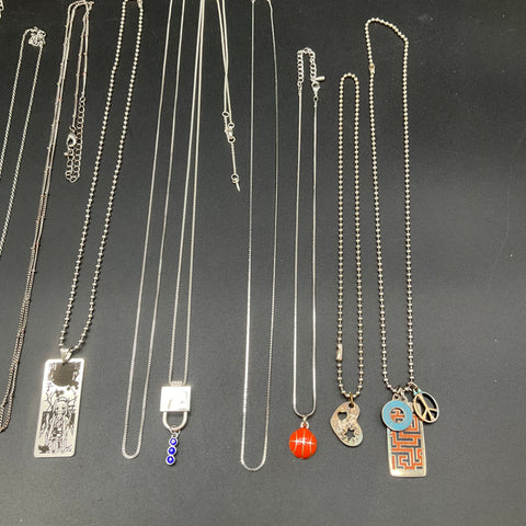 Modern Silver Tone Fashion Jewelry Lot of 15 Necklaces Pendants Spongebob Faith