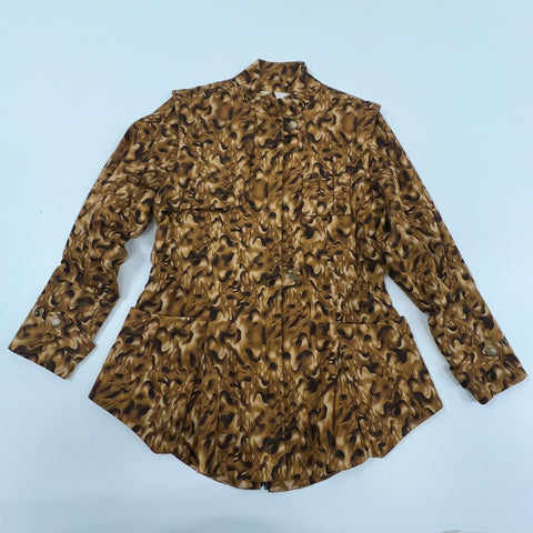 Beau Hunter Brown Abstract Animal Print Utility Safari Jacket Women's L