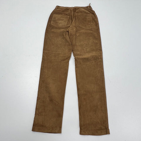 Hugo Buscati Brown Vintage Y2K Suede Leather High Rise Straight Pants Women's 4