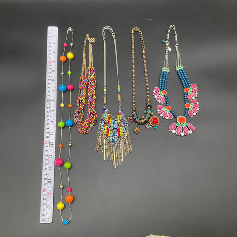 lia sophia Beaded Statement Bohemian Bib Fashion Jewelry Lot of 5 Necklaces