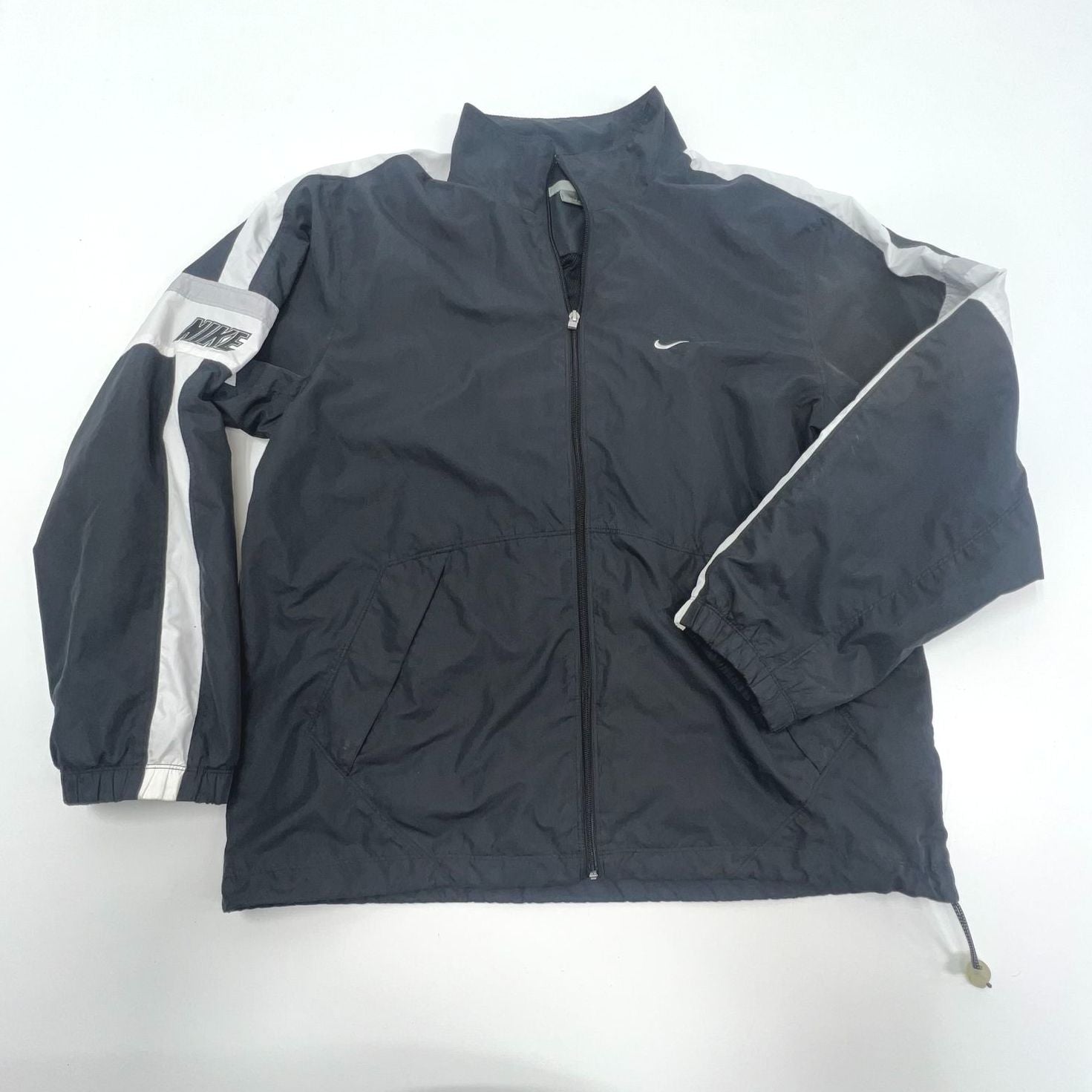 Nike Black White Windbreaker Full Zip Jacket Men's Size XL