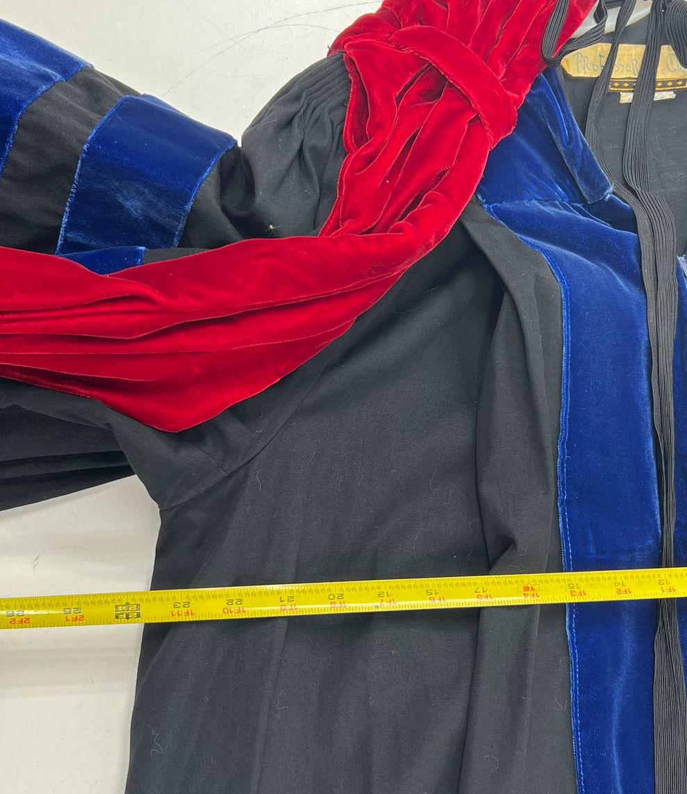 Vintage Black Red Blue Velvet Doctoral Academic Gown Professor Robe Regalia