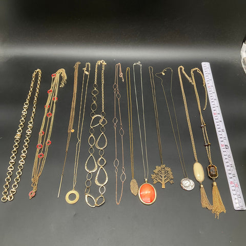 Fashion Jewelry Lot of 12 Necklaces Tassel Pendant Statement Gold Silver Tone