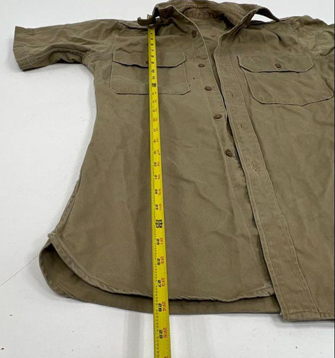 Vintage Military Issue Khaki Cotton Twill Utility Shirt Lot of 2 Men's S