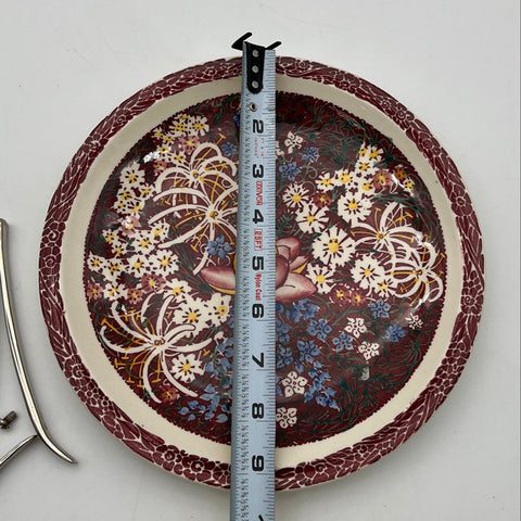 Vernon Kilns Lei Lani Plate Don Blanding Design 9.5" Center Hole with Stand