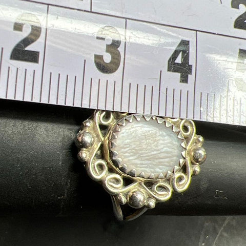 Sterling Silver Filigree Abalone Ring Size 5.5 2.94g