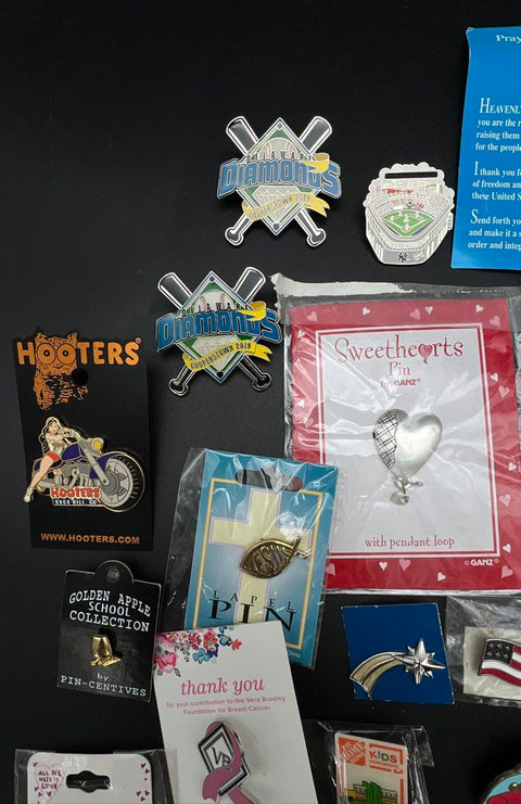 Lapel Pin Lot 21pc Mixed Enamel Harry Potter Yankees Hooters Sports Awareness