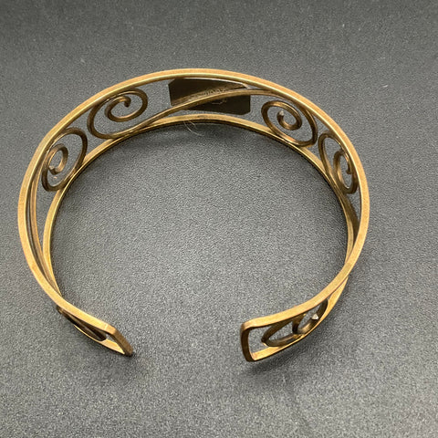 Vintage Krementz Gold Filled Cuff Bracelet Scroll Filigree Monogram E Engraved
