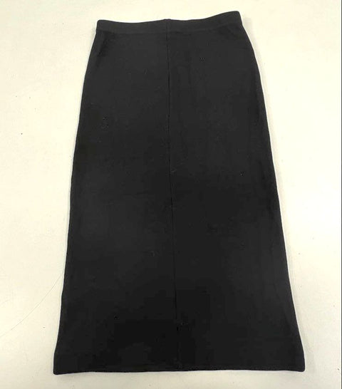 Madewell Women's Black Ribbed Column Knit Midi Skirt Size M NWT