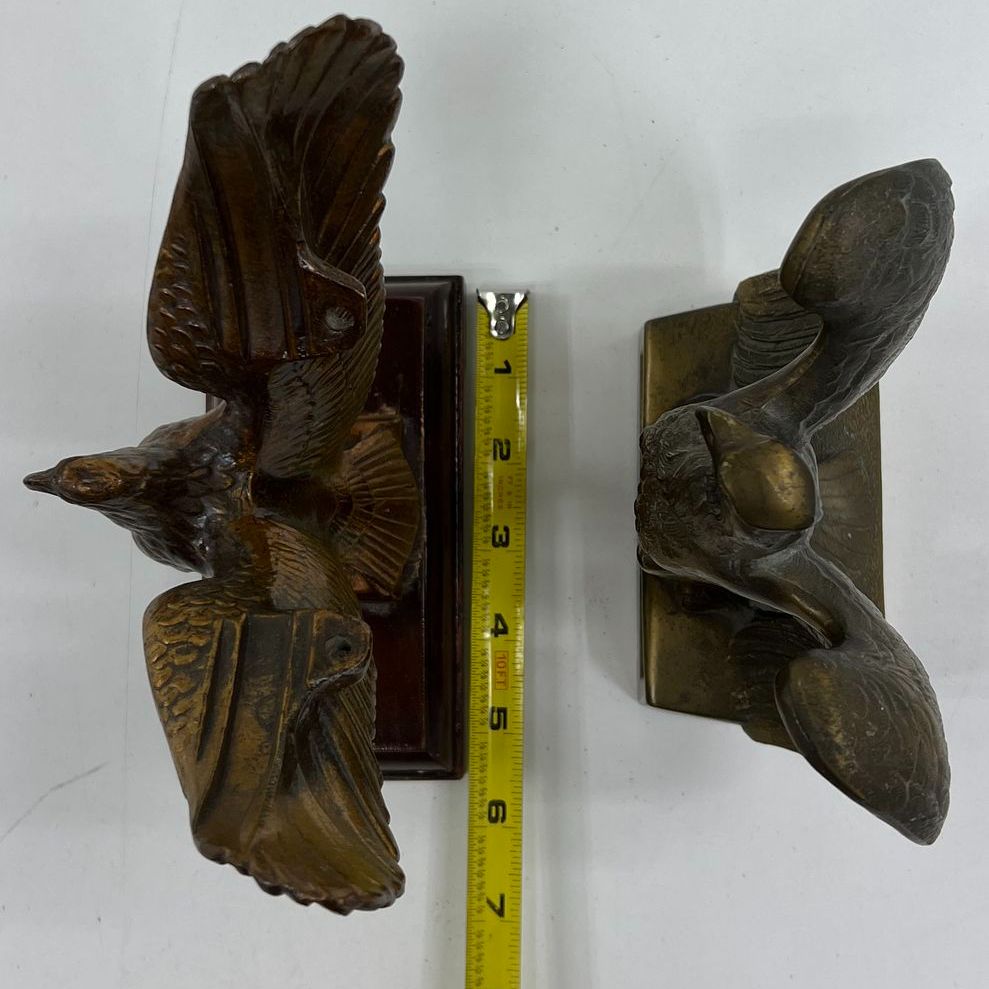 VTG Collectible Brass Eagle Figurines on Bases Lot Of 2 Shelf Desk Decor