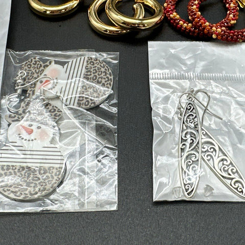 Fashion Costume Jewelry Lot 30+ Pairs Earrings Notetables Boho Western Hoops