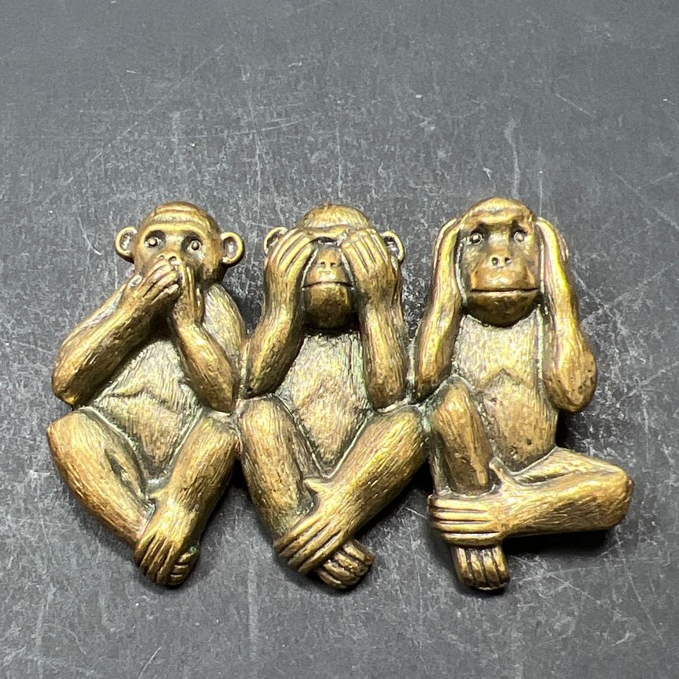 Speak No Evil See No Evil Hear No Evil Monkeys Brooch