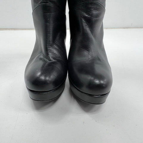 Stuart Weitzman Black Leather Platform Stiletto Knee High Boots Size 6.5