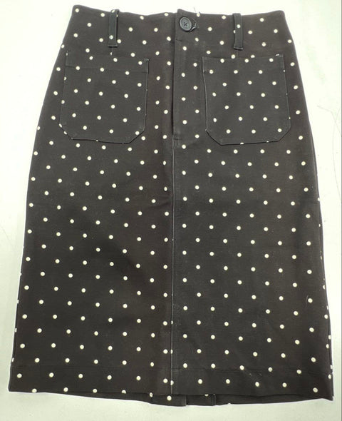 Maeve by Anthropologie Women's Black White Polka Dot Midi Skirt Pockets NWT M