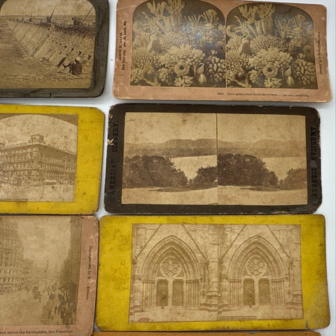 Vintage 18 Piece Stereoscope Card Lot Kilburn Underwood San Francisco Niagara