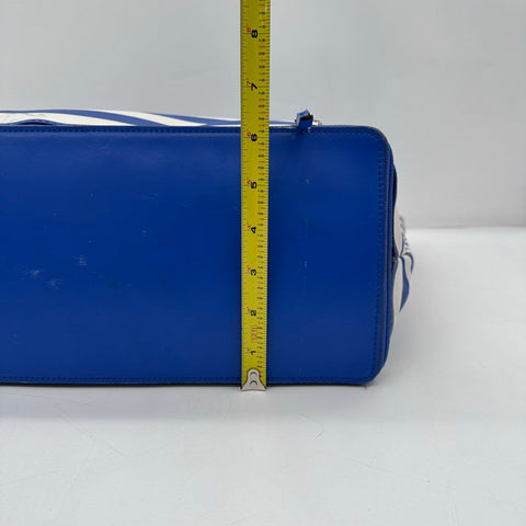 Kate Spade Blue White Striped Canvas Sunglasses Tote Bag Large Cooler Bottom