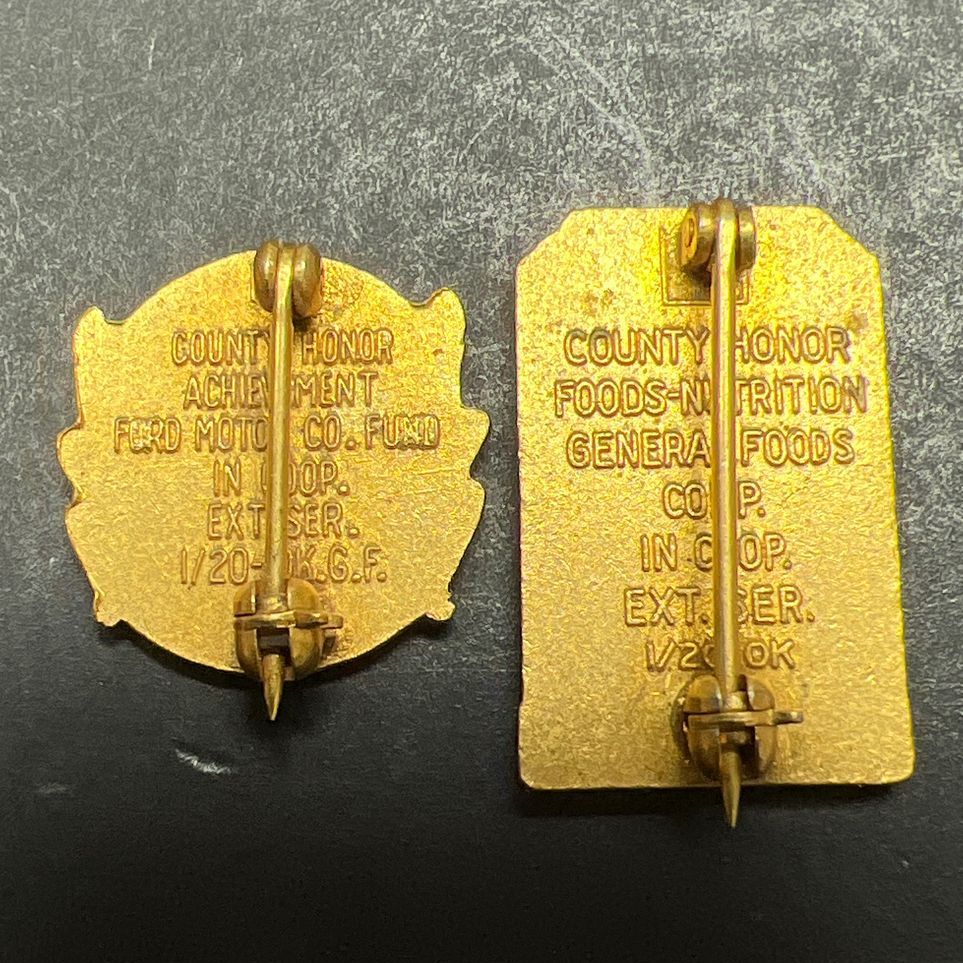 Vintage 1/20 10K Gold Filled 4 H Club Achievement Pins