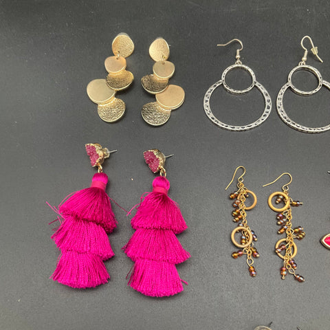 Fashion Costume Jewelry Earring Lot of 16 Pairs Boho Rocker Statement Tassels