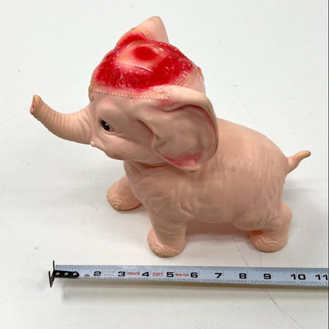 Sun Rubber Co Vintage 1951 Pink Elephant Rubber Toy Figurine 10 Inch