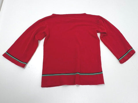 Vintage 70s Kmart Red Embroidered Bell Sleeve Boat Neck Sweater Women's S