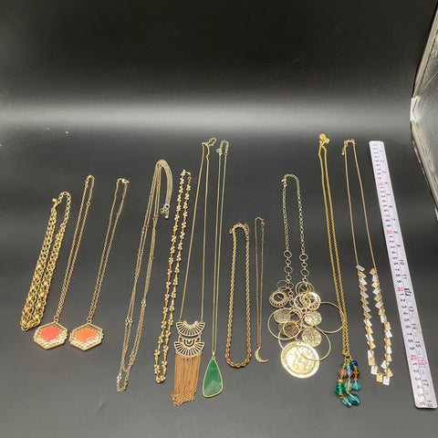 Wearable Jewelry Lot of 12 Necklaces Gold Silver Tone Statement Pendant Boho