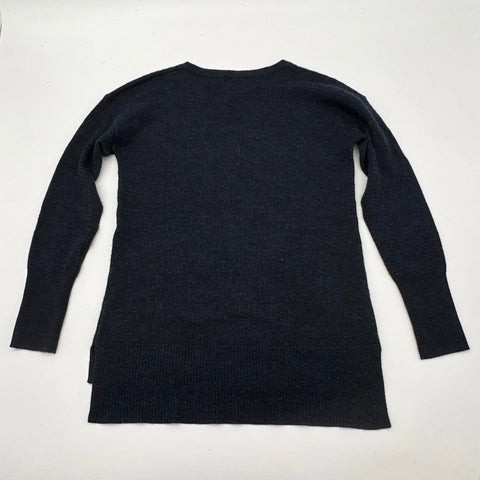 Tahari Women's Navy Blue 100% Extrafine Merino Wool High-Low Knit Sweater XS