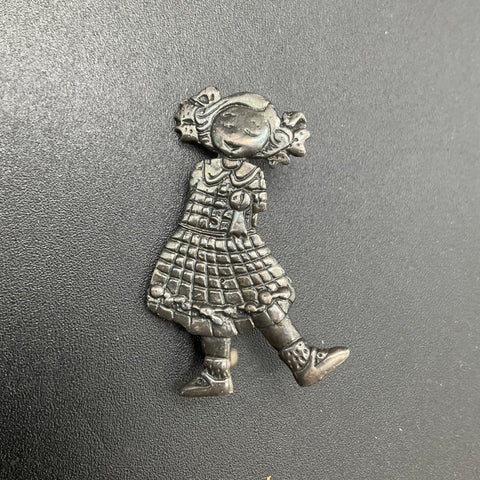 Vintage Mary Engelbreit Sterling Silver 925 Girl Pin Folk Art Brooch